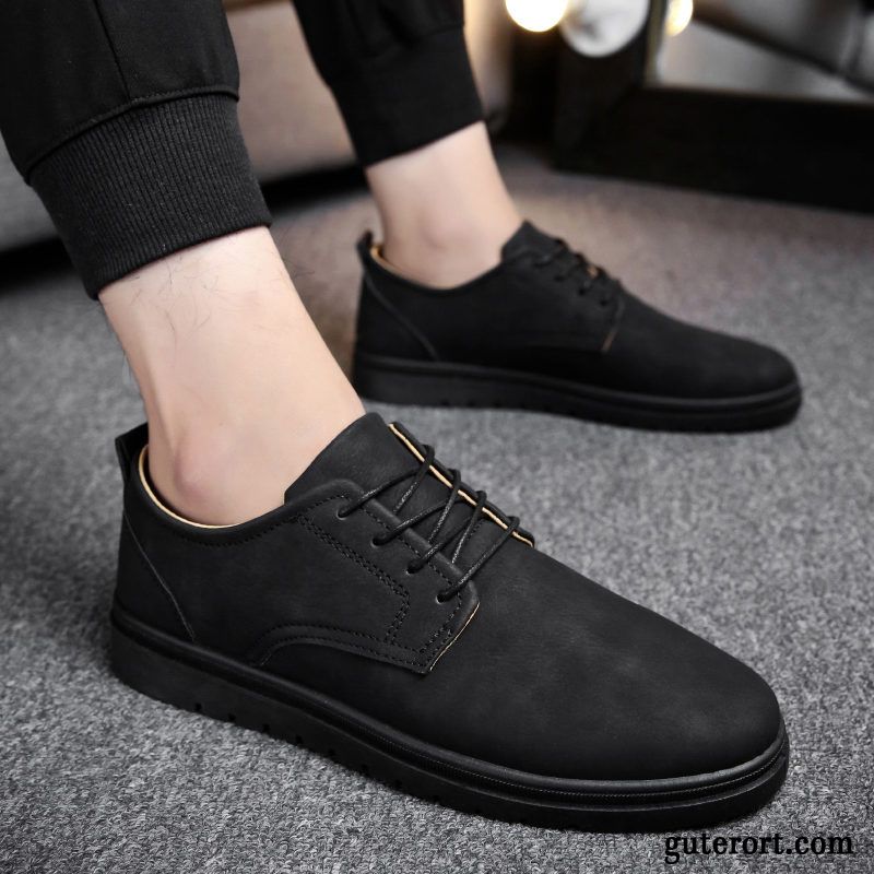 Halbschuhe Herren Allgleiches England Lederschue Trend Skaterschuhe Casual Schwarz