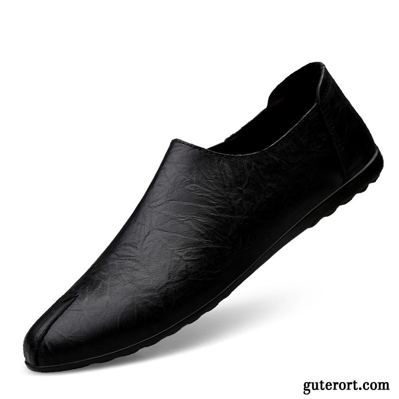 Halbschuhe Herren Casual Mode Allgleiches Trend Lederschue Weiche Sohle Schwarz