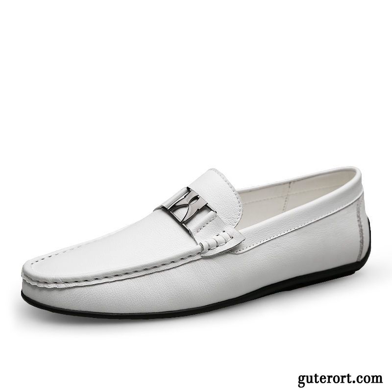 Halbschuhe Herren Echtleder Reise Schuhe Slip-on Weiß Schwarz