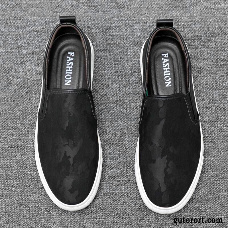 Halbschuhe Herren Europa Neue Allgleiches Trend Slip-on Atmungsaktiv Schwarz