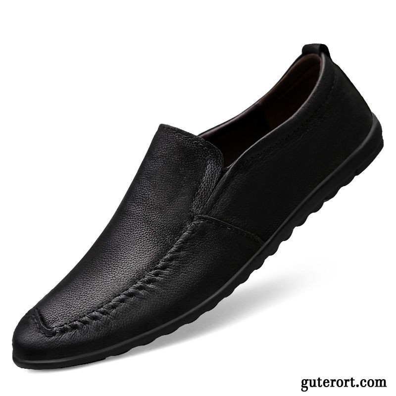 Halbschuhe Herren Fahrschuhe Echtleder Allgleiches Trend Feder England Schwarz