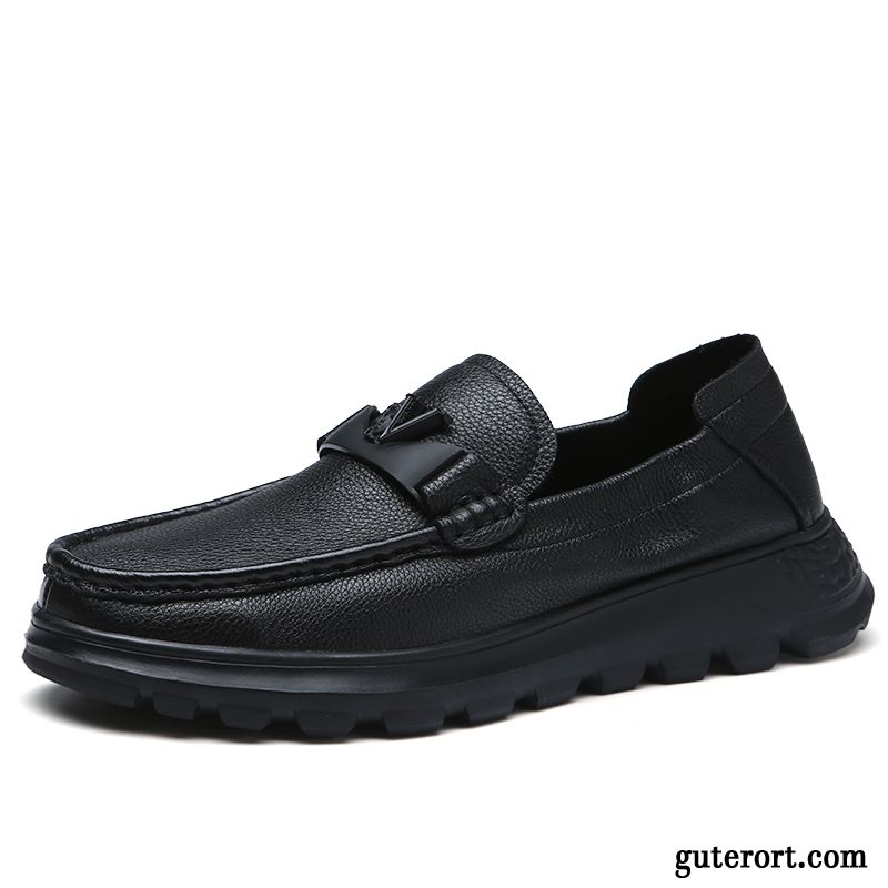 Halbschuhe Herren Faul Neue Slip-on Feder Casual Allgleiches Schwarz