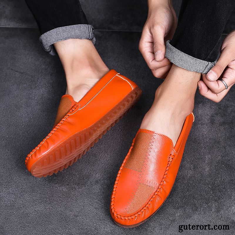 Halbschuhe Herren Jugend Faul Neue Europa Feder Trend Orange Orange