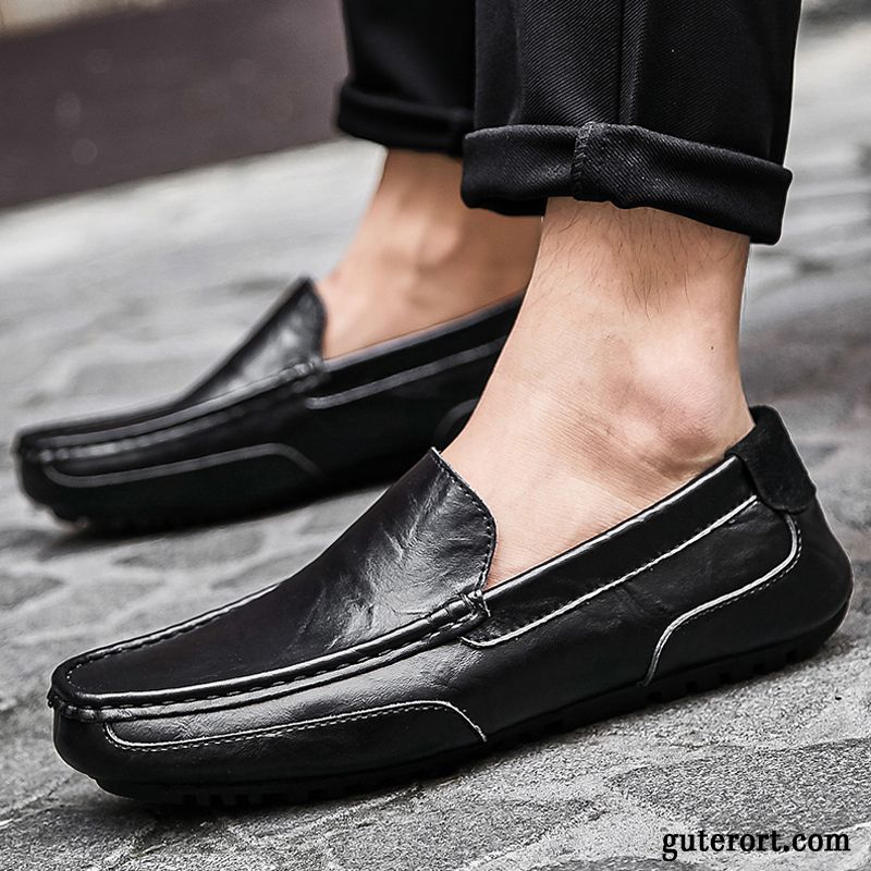 Halbschuhe Herren Lederschue Europa Trend Echtleder Casual Herbst Schwarz