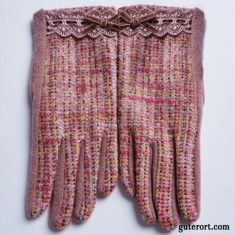 Handschuhe Damen Dünn Touchscreen Schafwolle Neu Herbst 2019 Rosa