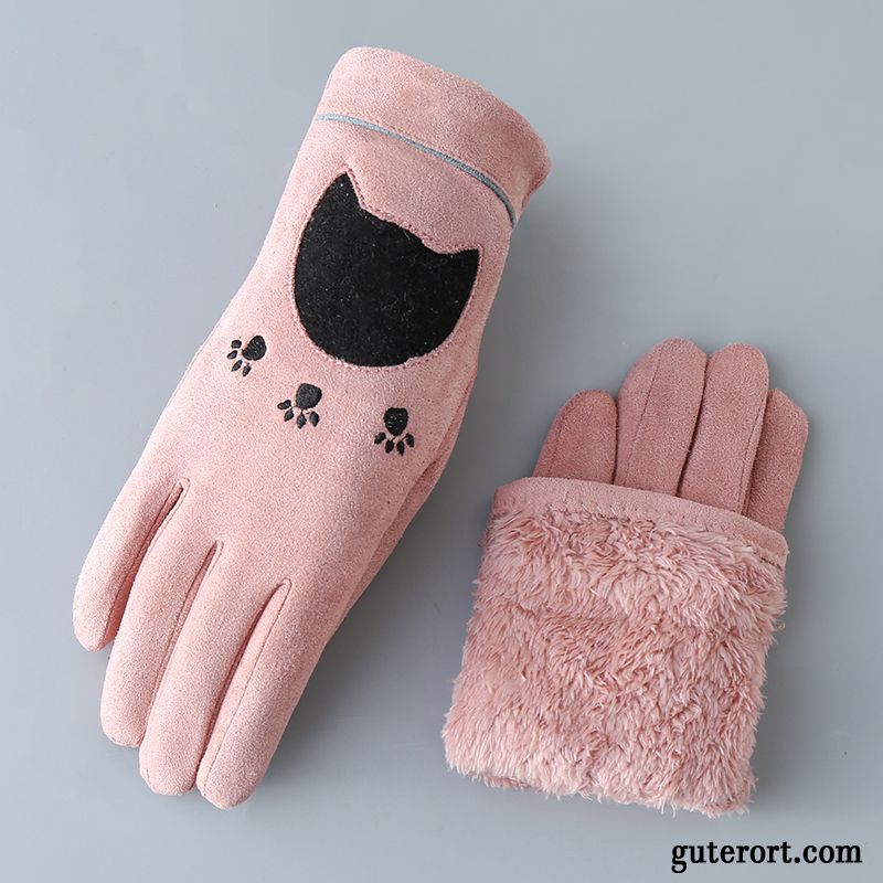 Handschuhe Damen Outdoor Warm Halten Niedlich Fahrrad Fahren Herbst Winter Rosa