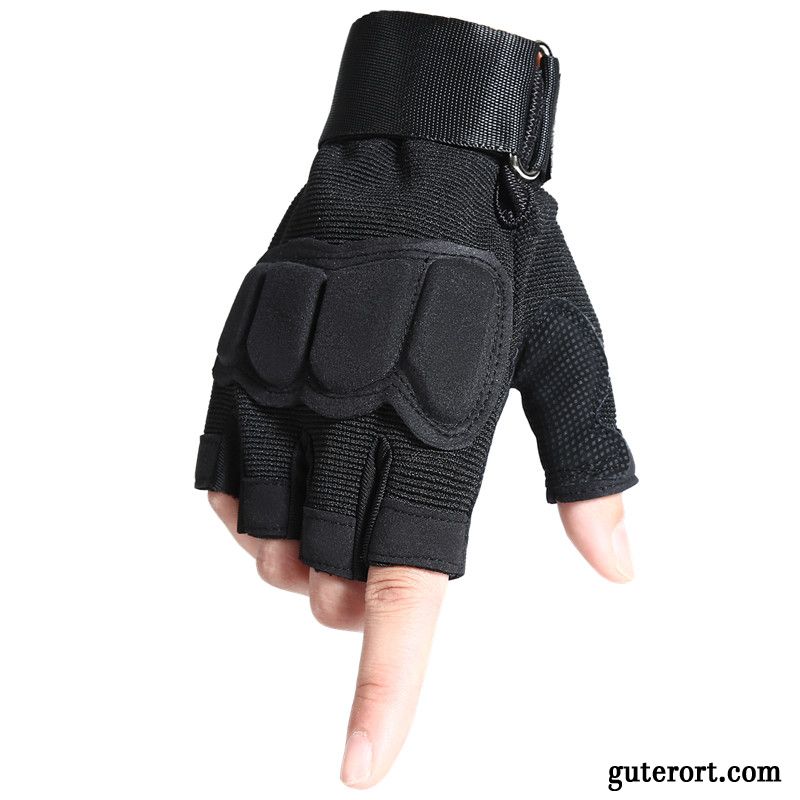 Handschuhe Herren Fitness Taktiken Student Halber Finger Sport Schwarz