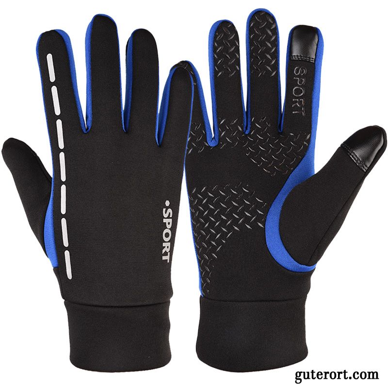 Handschuhe Herren Laufen Winddicht Winter Samt Sport Wander Blau