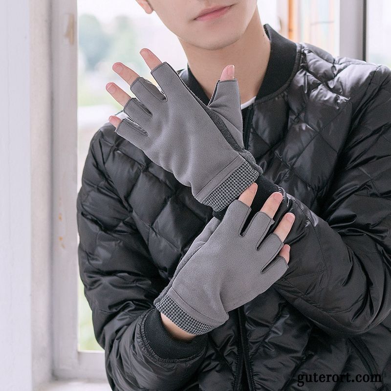 Handschuhe Herren Winter Stretch Student Kaschmir Atmungsaktiv Herbst Grau