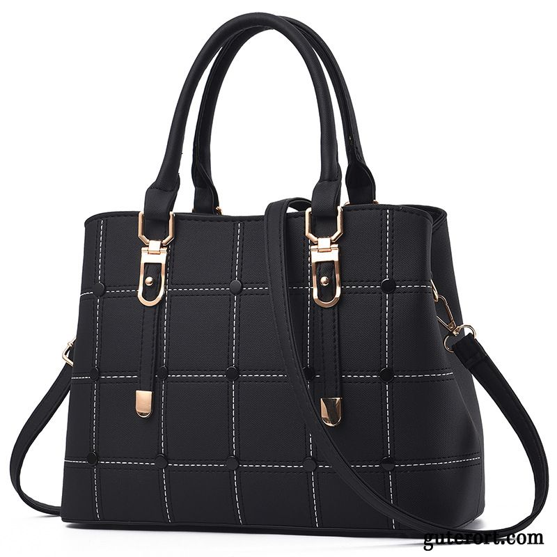 Handtaschen Damen 2019 All Match Umhängetasche Mittel Neu Frühling Schwarz