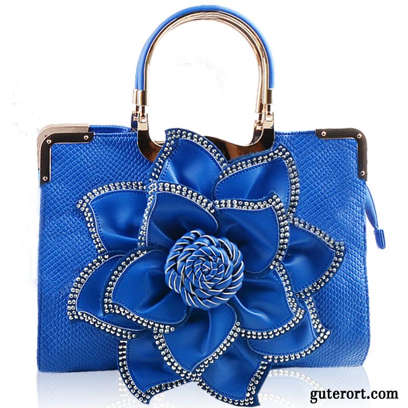 Handtaschen Damen Blumen Neu Strasssteinen Groß Europe Große Tasche Rose Blau