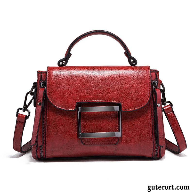 Handtaschen Damen Mode Frühling Neu Sommer Echt Leder Mini Rot