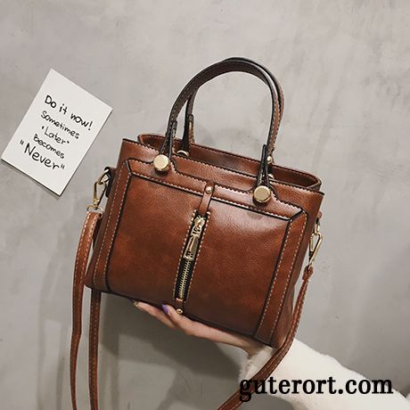 Handtaschen Damen Neu 2018 Herbst All Match Umhängetasche Mode Braun