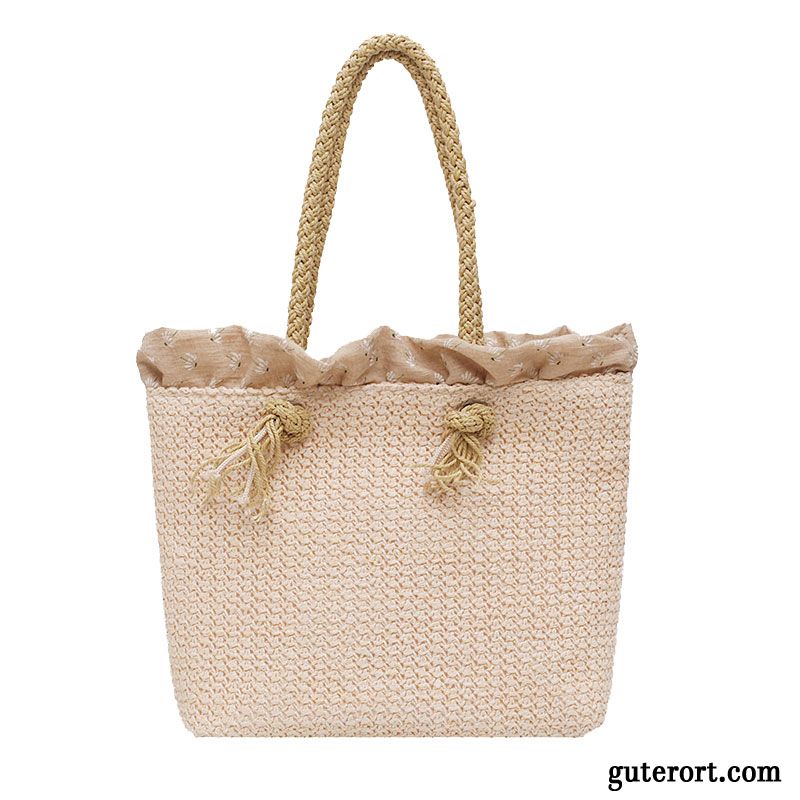 Handtaschen Damen Neu Flecht Tote Sommer 2019 Mode Weiß Beige