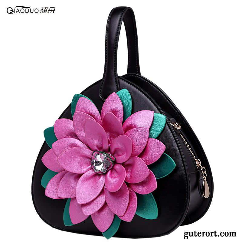 Handtaschen Damen Neu Strasssteinen Mini Liebe Blumen 2019 Schwarz