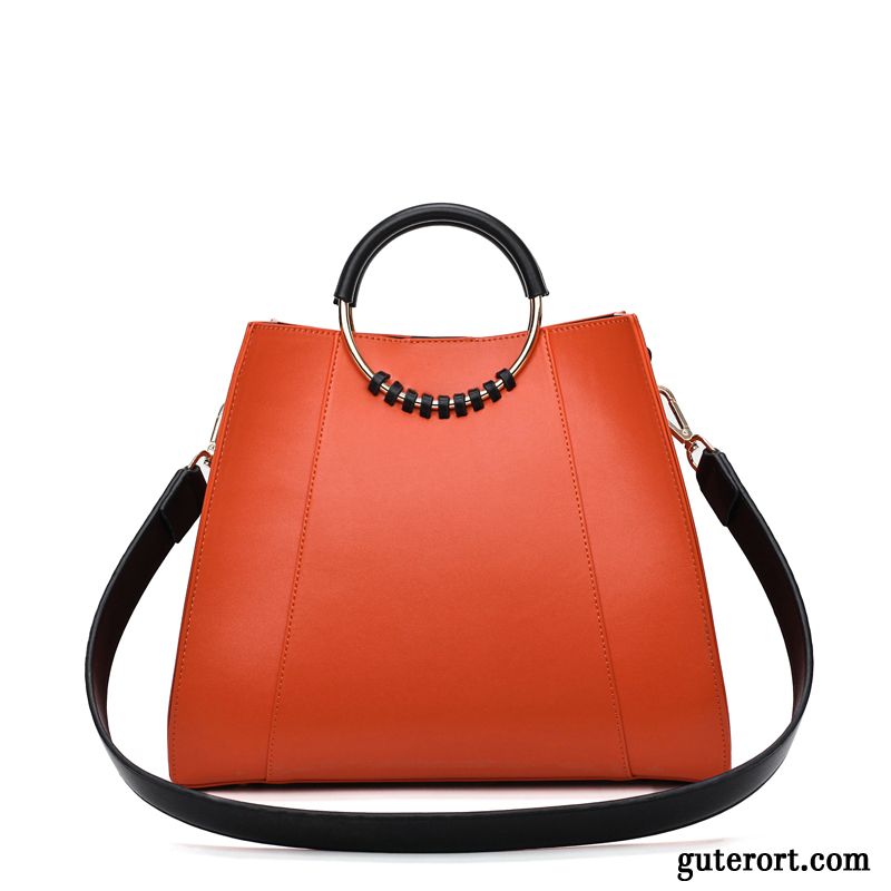 Handtaschen Damen Tote Sommer All Match Mode Umhängetasche Große Kapazität Orange