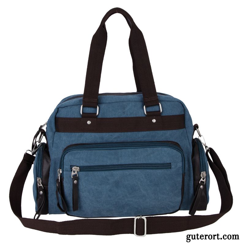 Handtaschen Herren Große Tasche Neu Leinwand Trend Mode Umhängetasche Azurblau
