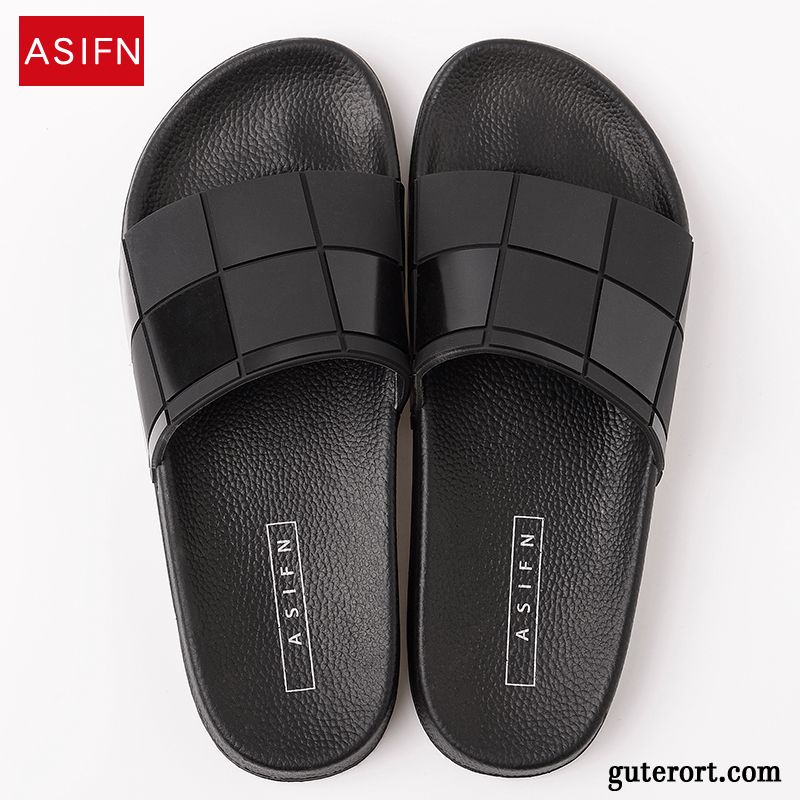 Hausschuhe Herren Pantolette Trend Mode Weiche Sohle Sommer Rutschsicher Schwarz