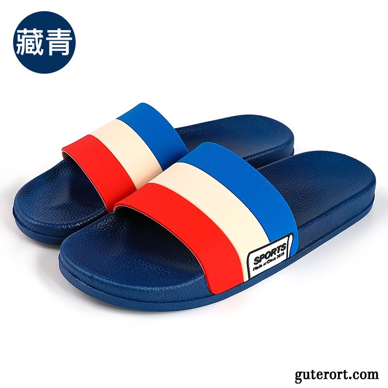 Hausschuhe Herren Sommer Rutschsicher Weiche Sohle Pantolette Dicke Sohle Lovers Marineblau