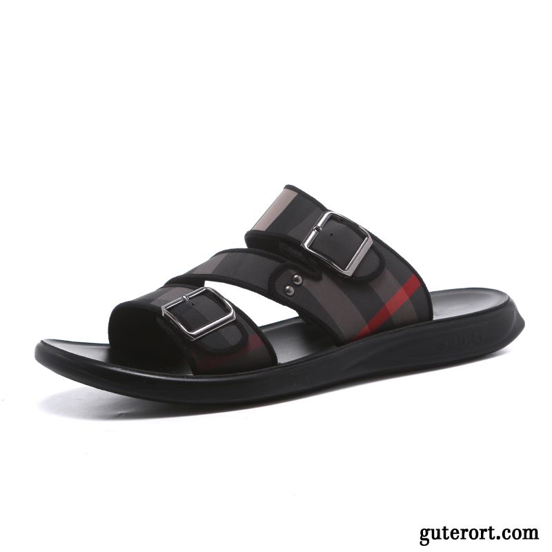 Hausschuhe Herren Sommer Trend Jugend Europa Pantolette Sandalen Schwarz