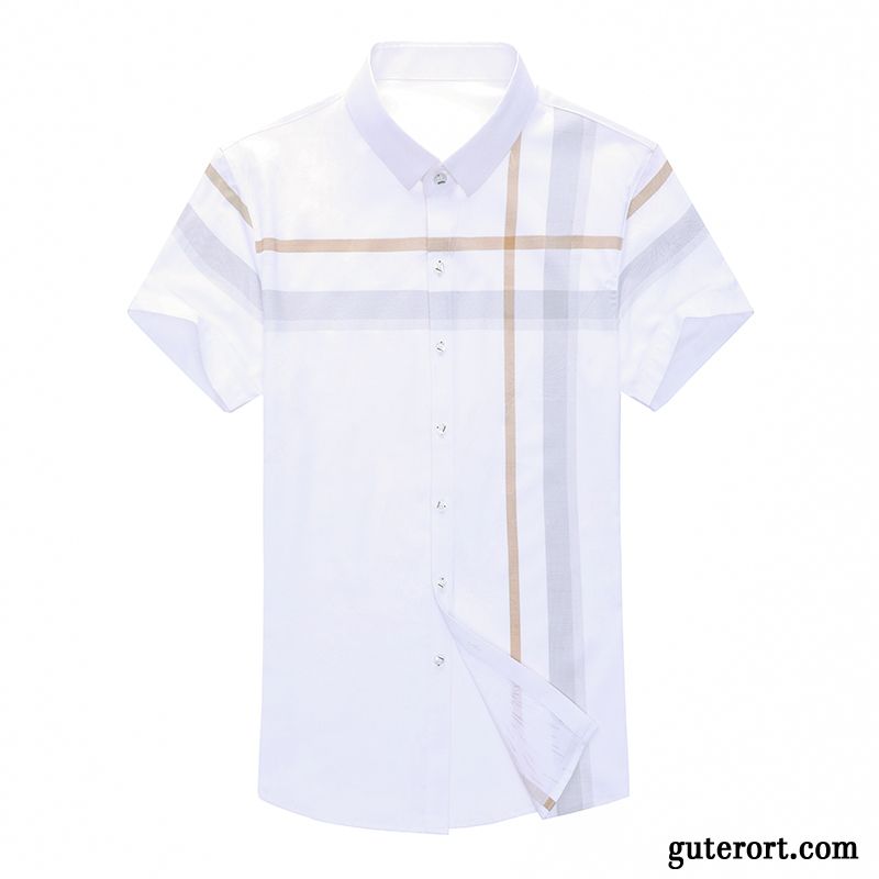 Hemden Herren Neu Polo Drucken Freizeit Mode Trend Weiß