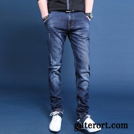 Herren Jeans Knopfleiste Billig, Herren Jeans Loose Fit Meeresgrün