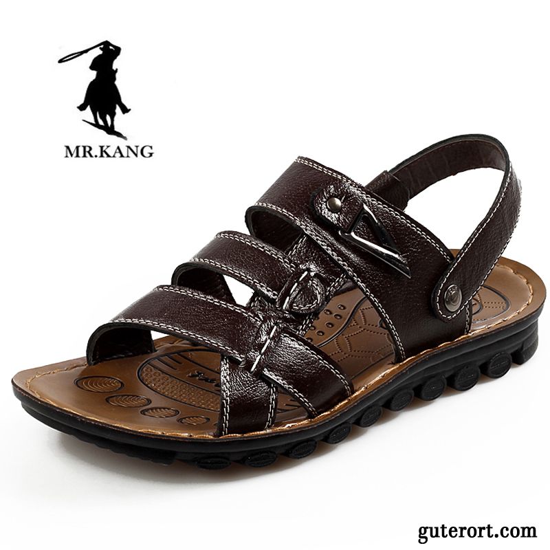 Herren Latschen Leder Lachsrosa, Outdoor Sandalen Männer Verkaufen