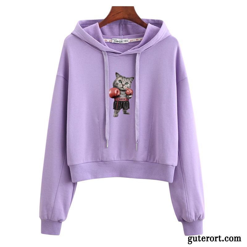 Hoodie Damen Europa Hoodies Feder Neu Lose Überzieher Purpur Lila