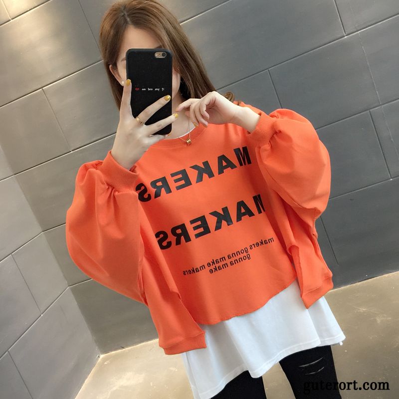 Hoodie Damen Feder Herbst Neu Zweiteiliges Europa Überzieher Orange