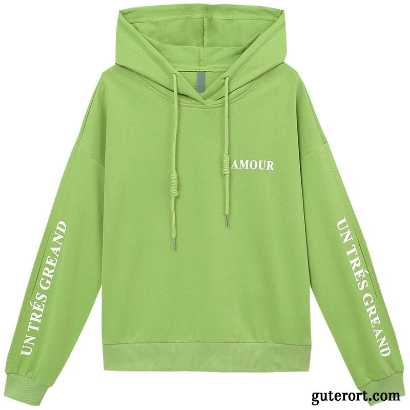 Hoodie Damen Feder Neu Trend Lose Persönlichkeit Freizeit Grün