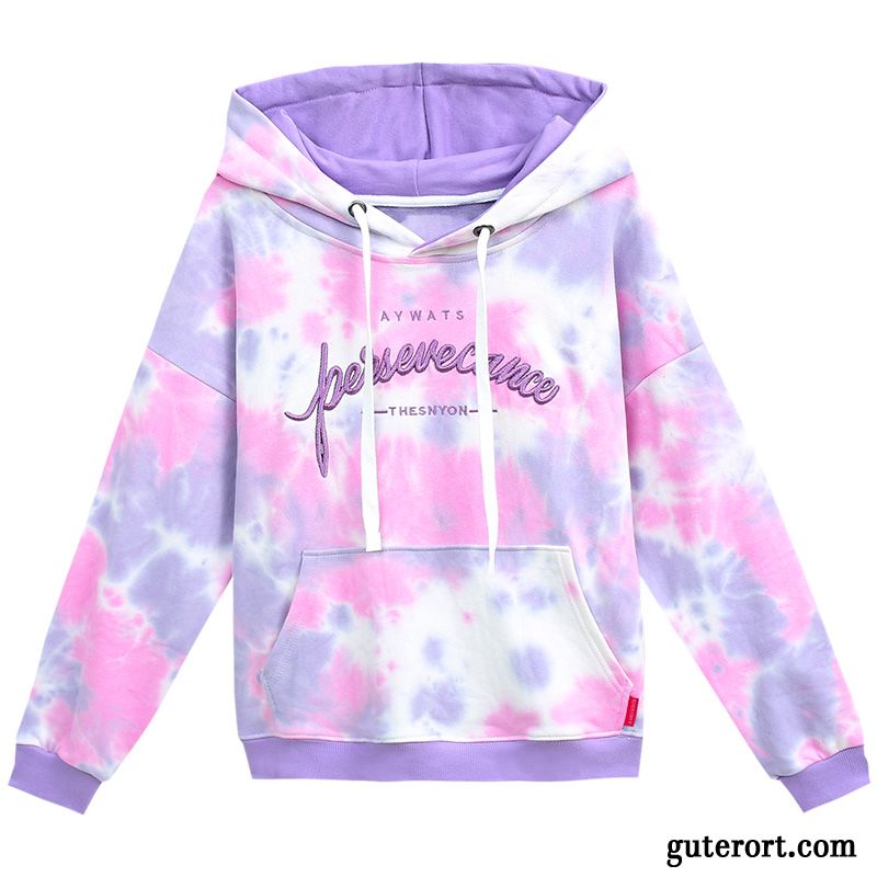 Hoodie Damen Mit Kapuze Stickerei Lose Hoodies Dünn Mantel Purpur Lila