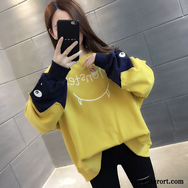 Hoodie Damen Mode Hoodies Dünn Europa Feder Überzieher Gelb