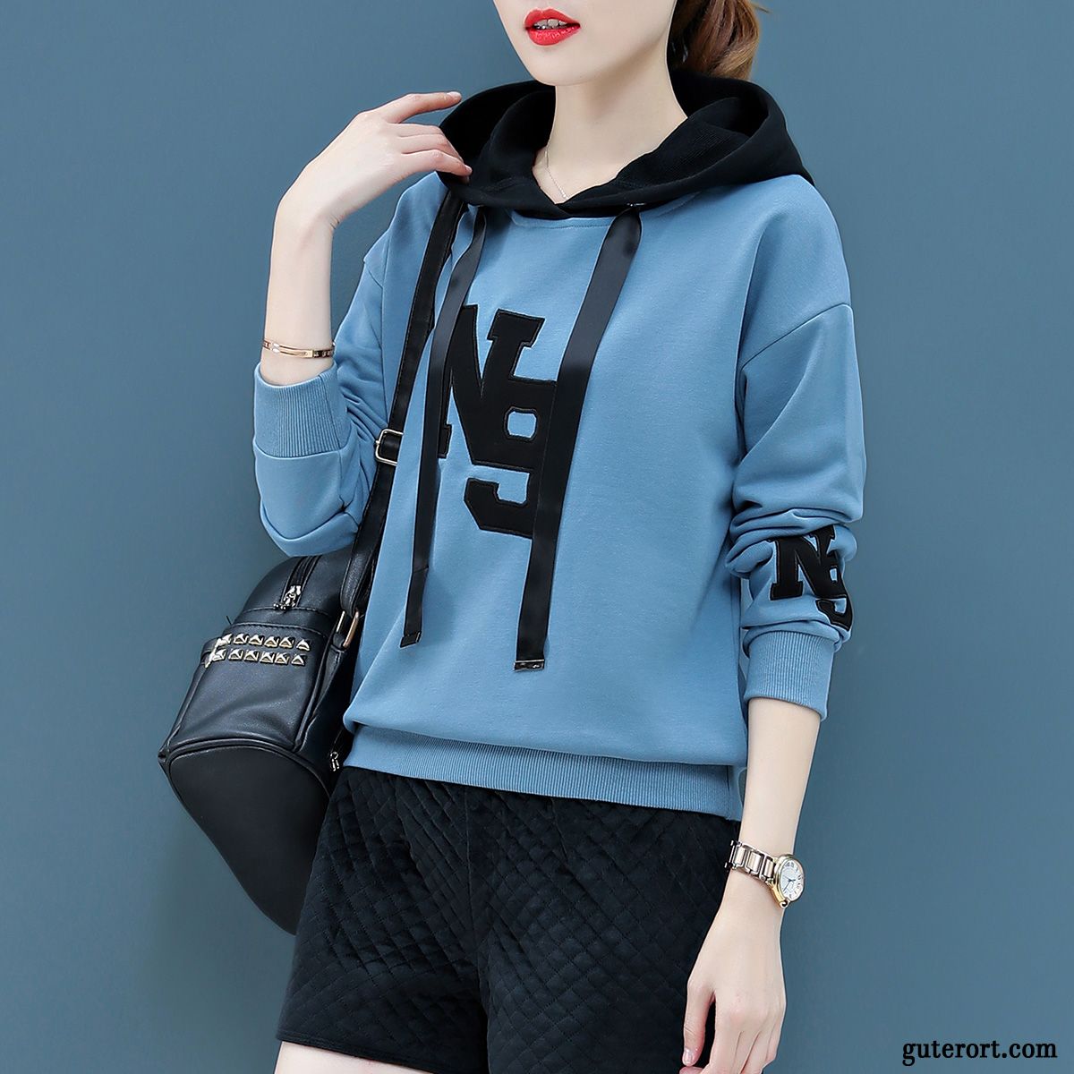 Hoodie Damen Schüler Mit Kapuze Mode Große Größe Neu Hoodies Blau