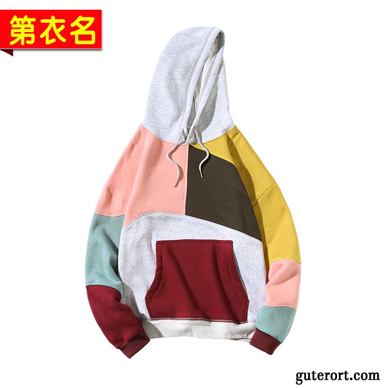 Hoodie Herren Feder Mit Kapuze Jacke Trend Freizeit Mantel Mischfarben Farbe