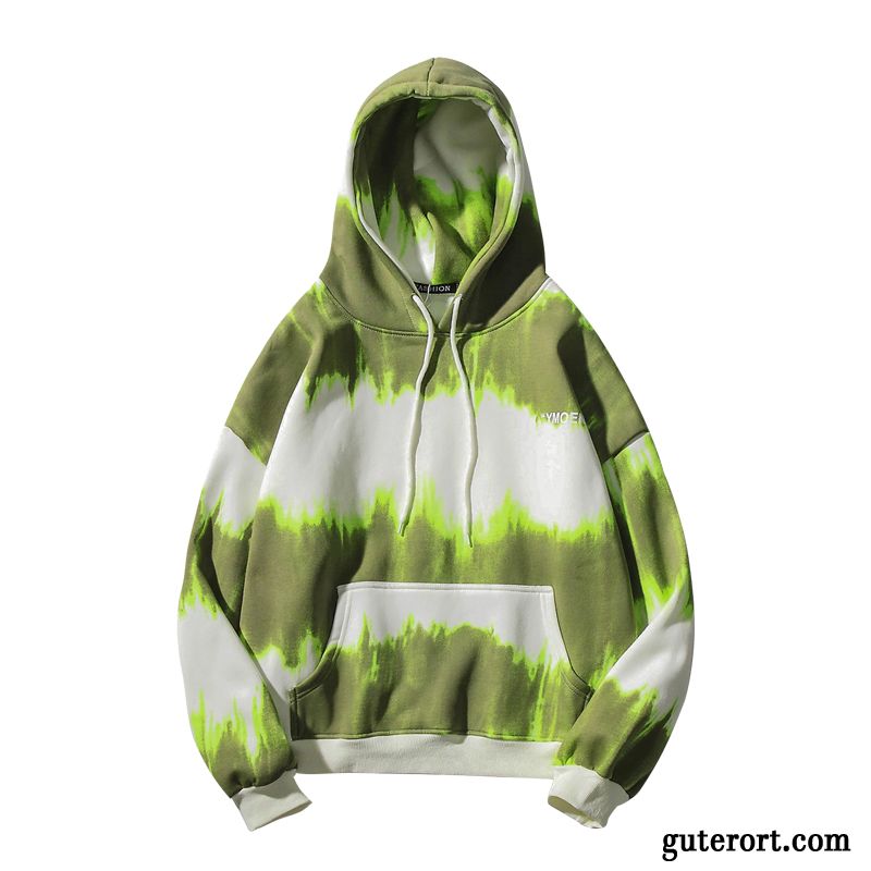 Hoodie Herren Hoodies Europa Winter Mantel Plus Samt Herbst Gradient Grün