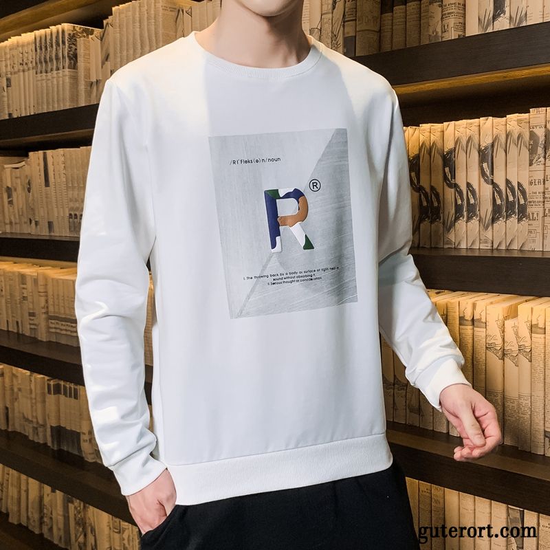 Hoodie Herren Mantel T-shirts Feder Trend Lange Ärmel Europa Weiß