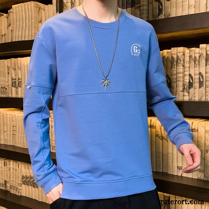 Hoodie Herren Neu Feder Europa Allgleiches Lange Ärmel Mantel Blau