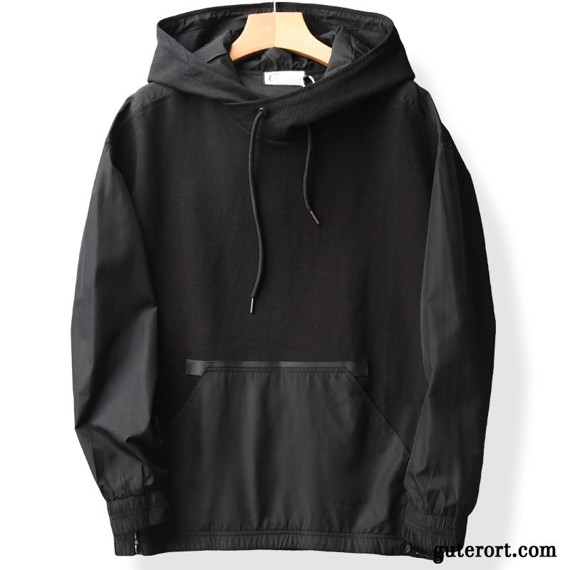 Hoodie Herren Trend Europa Mantel Mit Kapuze Freizeit Lose Schwarz