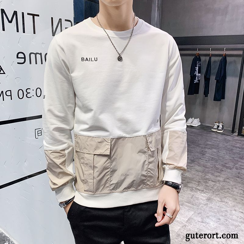 Hoodie Herren Überzieher Schlank Hoodies Allgleiches Herbst Trend Weiß