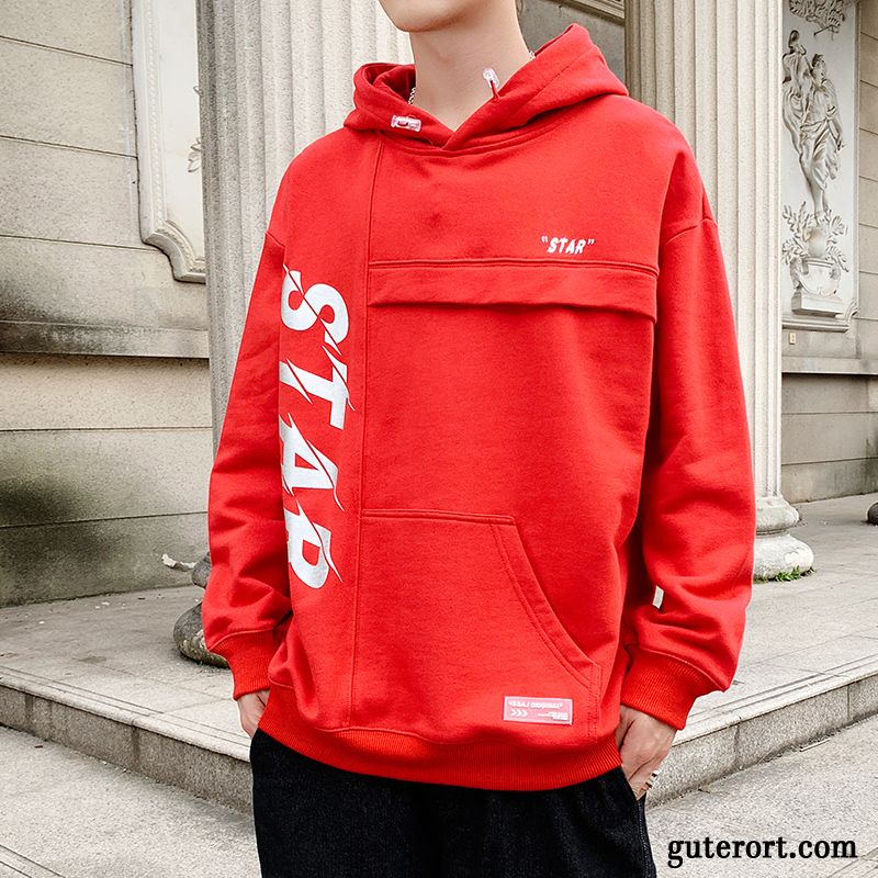 Hoodie Herren Überzieher Trend Freizeit Hoodies Neu Mit Kapuze Rot