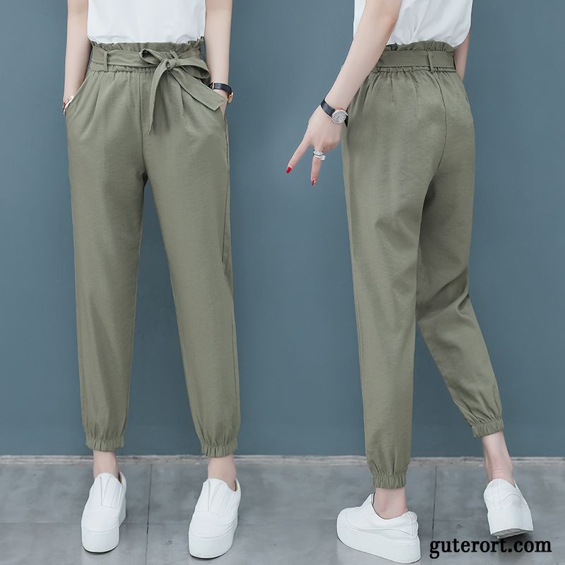 Hosen Damen Blume Allgleiches Dünn Harlan Neunte Hose Lose Army Grün