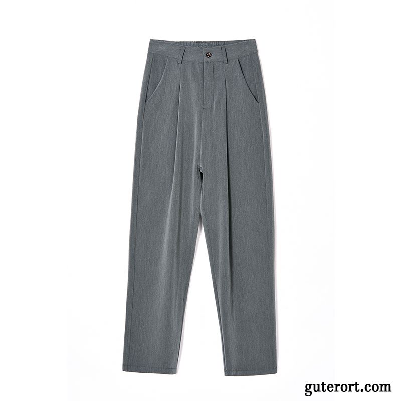 Hosen Damen Freizeit Gerade Lose Trend Herbst Feder Grau