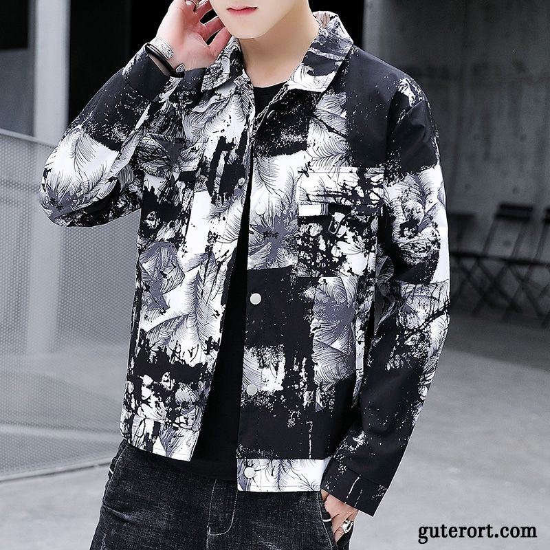 Jacken Herren Freizeit Mantel Neu Herbst Trend Schüler Camouflage Schwarz