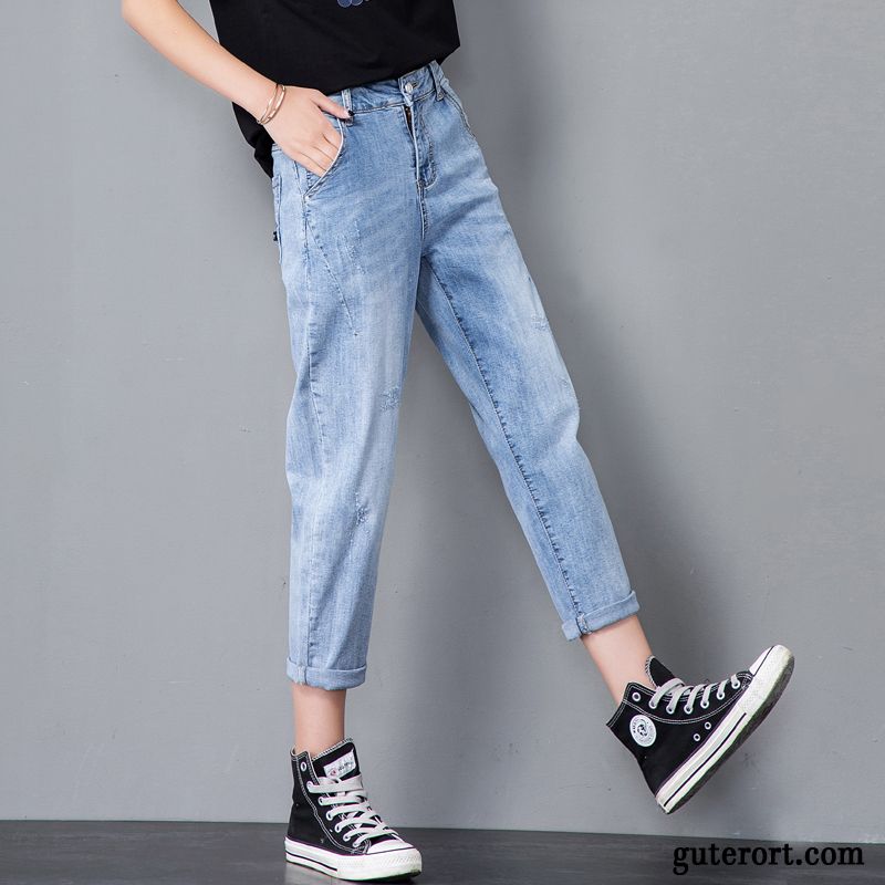 Jeans Damen Hohe Taille Dünn Sommer Freizeit Harlan Lose Blau