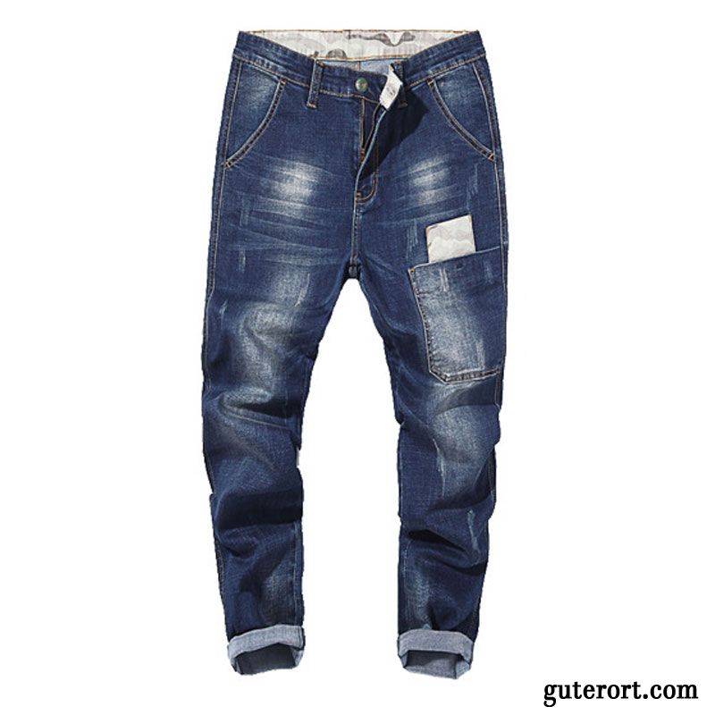 Jeans Herren Freizeit Große Größe Fett Trend Dünn Lose Blau