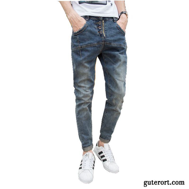 Jeans Herren Harlan Retro Elastisch Europa Schlank Trend Blau