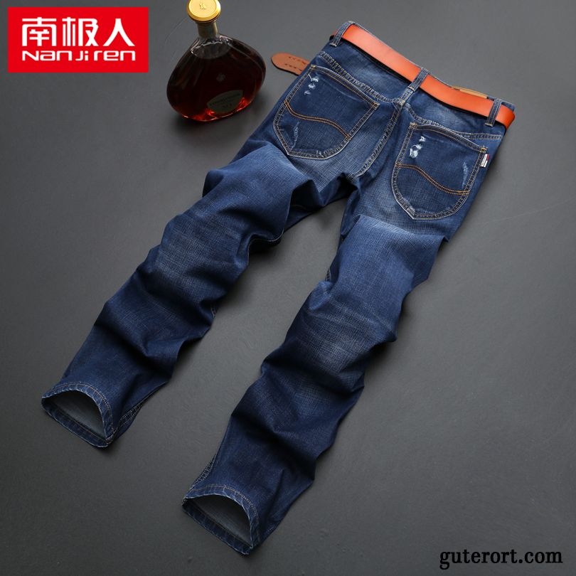 Jeans Herren Hose Freizeit Winter Lange Trend Gerade Blau