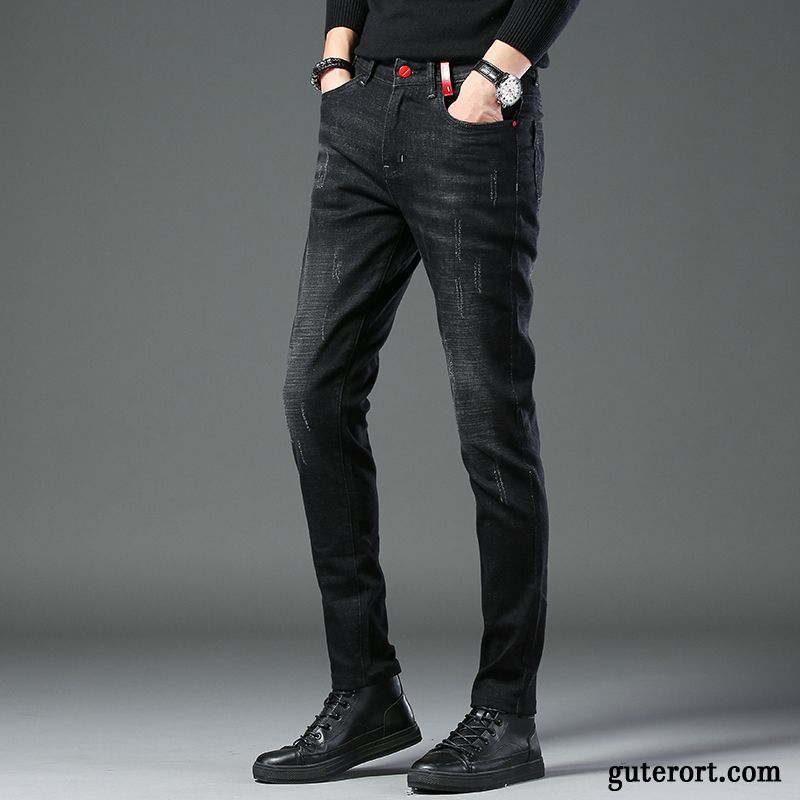 Jeans Herren Schlank Sommer Lose Freizeit Trend Europa Schwarz