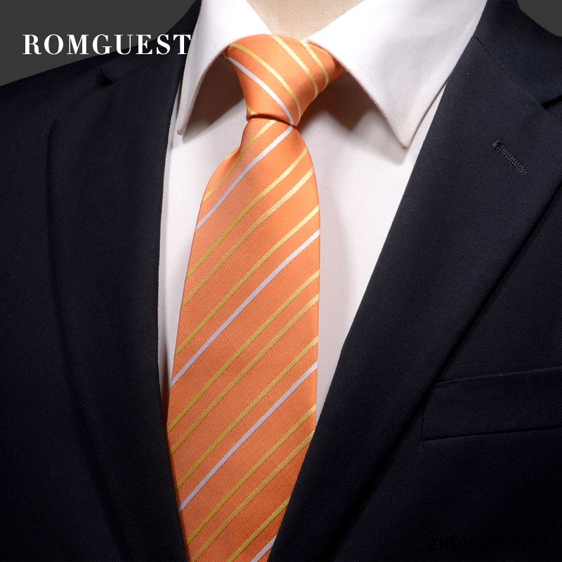 Krawatte Herren Business Formelle Kleidung Bräutigam Streifen Beruf Student Schwarz Rot Orange