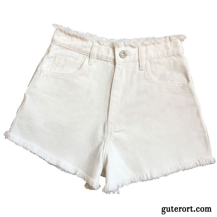 Kurze Hosen Damen Lose Rand Sommer Neu Fett Hot Pants Weiß